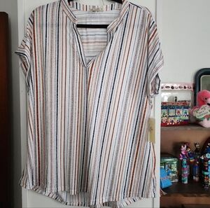 Casual Striped V-Neck Blouse